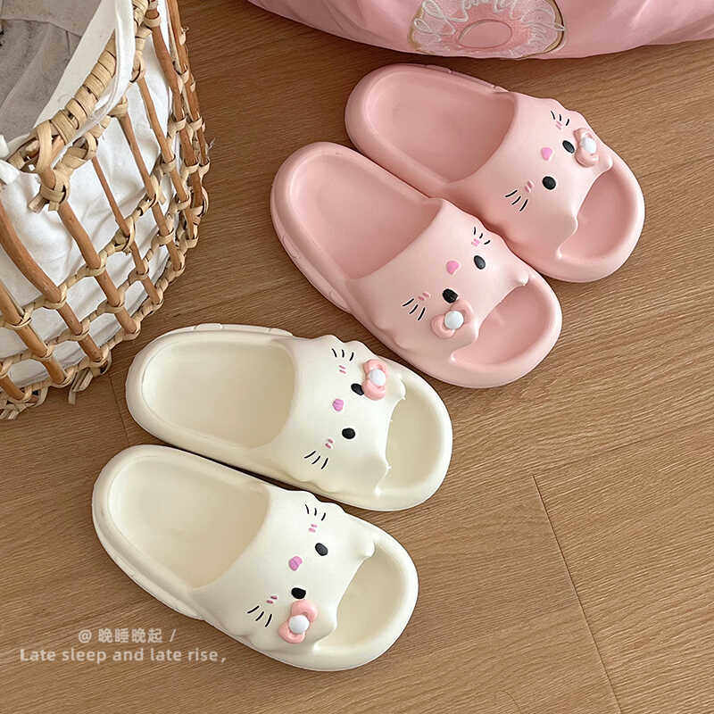 可爱猫咪居家厚底踩屎感拖鞋图片