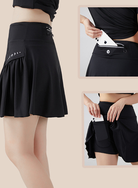 半身裙裤女夏季屁帘高腰网球裙速干马拉松跑步羽毛球百褶运动短裙