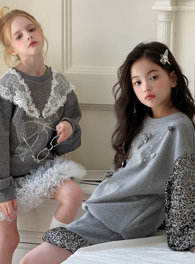 女童卫衣套装春季2025新款洋气时髦运动儿童秋装春秋童装衣服