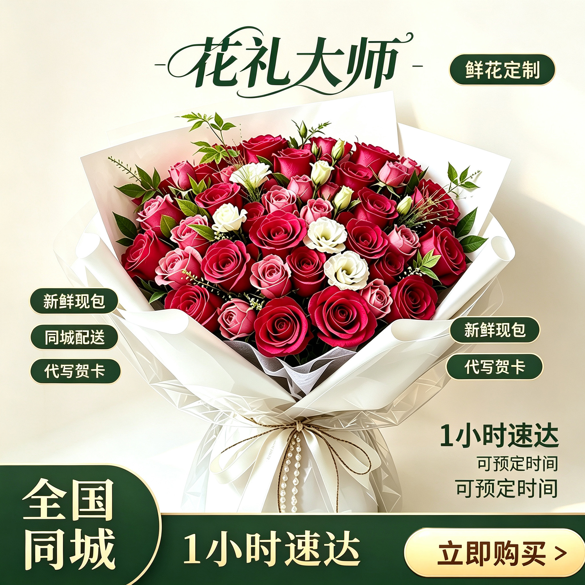 鲜花束速递同城配送向日葵玫瑰花束女友生日北京上海深圳天津杭州