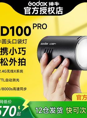 神牛AD100pro外拍灯口袋灯补光灯摄影灯离机闪光灯锂电池高速TTL相机迷你摄影户外手持佳能尼康索尼富士