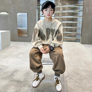 MORI LEON 男童套装儿童运动服秋冬2025新款男孩加绒卫衣帅气童装