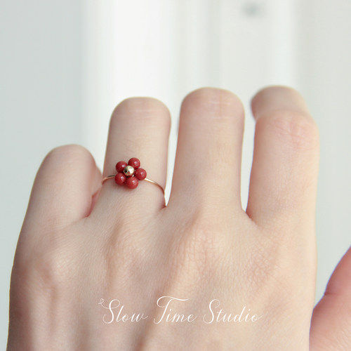 天然南红玛瑙戒指女款不褪色复古原创小众设计14k包金材质指环