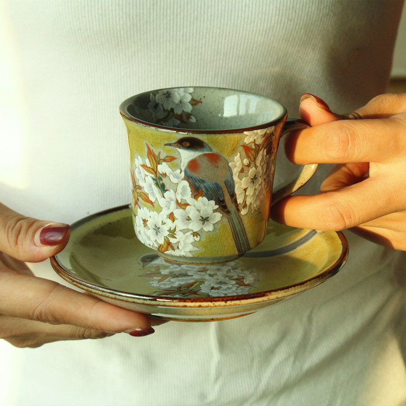 九谷烧陶瓷咖啡杯下午茶杯碟套装
