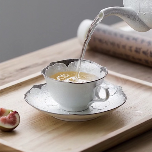 有田烧文山珍珠白牡丹茶壶咖啡杯