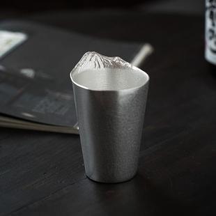 家用啤酒杯送礼礼盒装 日本进口富士山锡酒杯手工日式 轻奢复古杯子