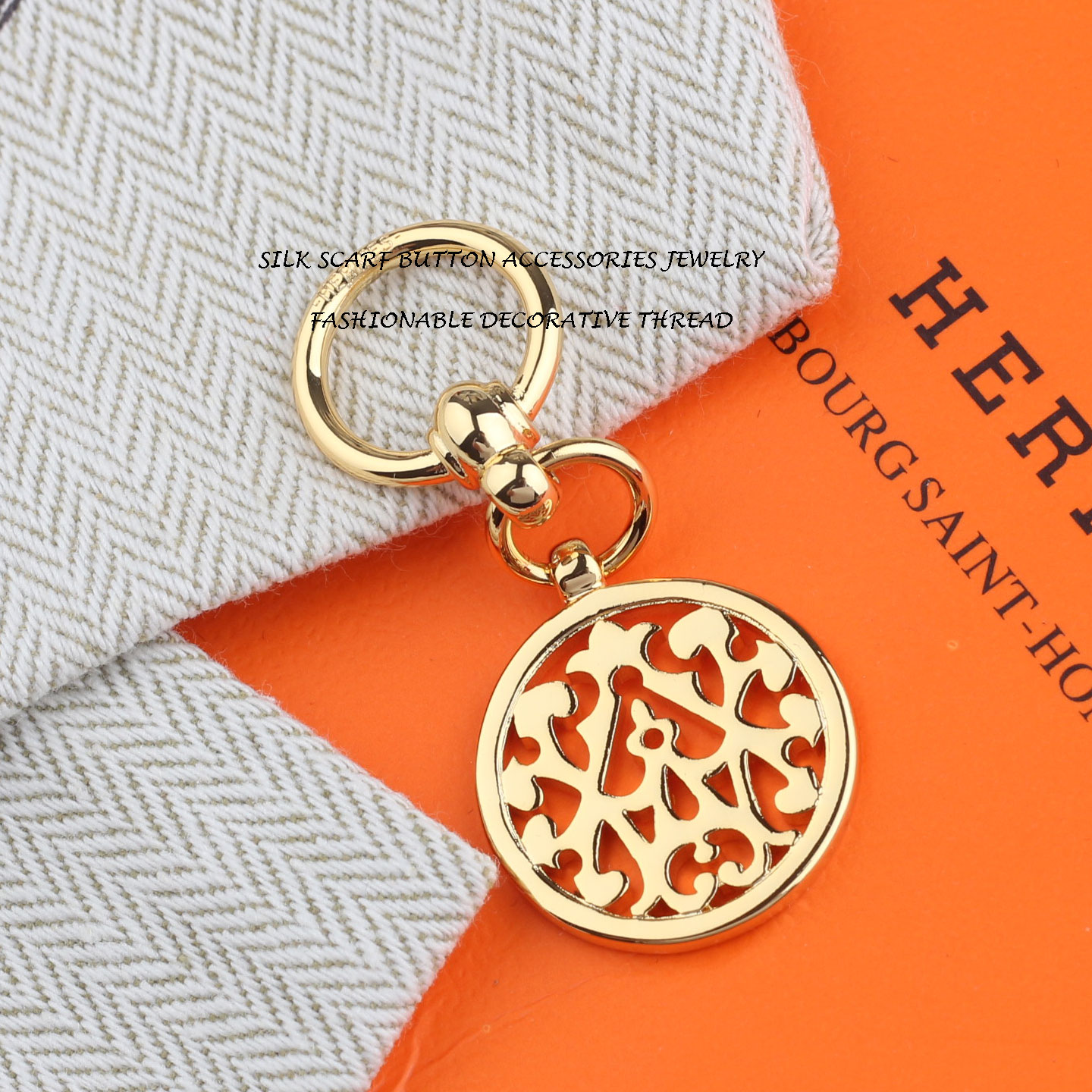 小方巾高级感配饰纯铜Twilly丝巾扣环百搭马镫长条围巾打结披肩扣