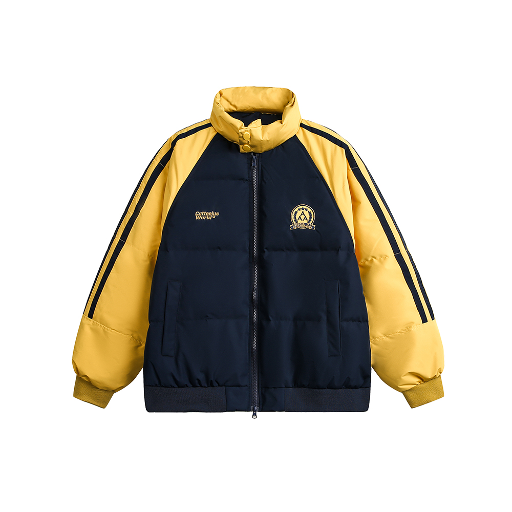 白糖玫瑰冬季新款撞色立领羽绒服男女加厚保暖情侣棉衣外套棉服潮
