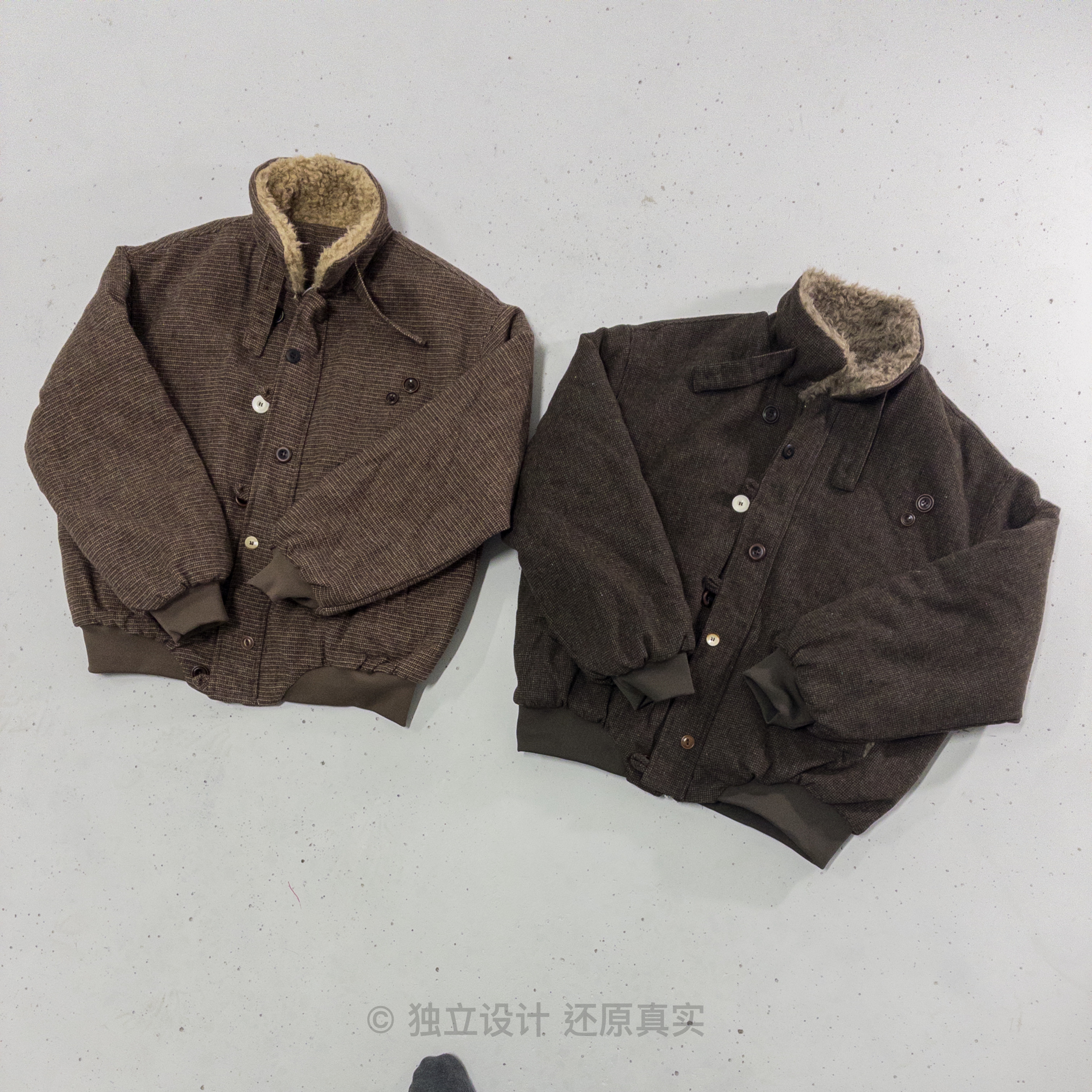 美式复古仿羊羔毛立领加厚棉服