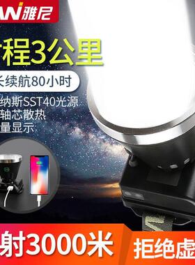 雅尼736S充电防水头灯强光头戴式手电筒钓鱼锂电池超长续航露营