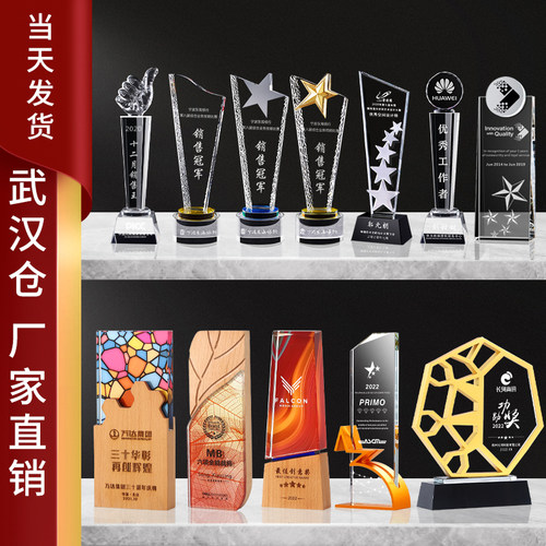 武汉大拇指水晶奖杯定制创意活动奖牌定做树脂五角星销售冠军颁奖 - 封面