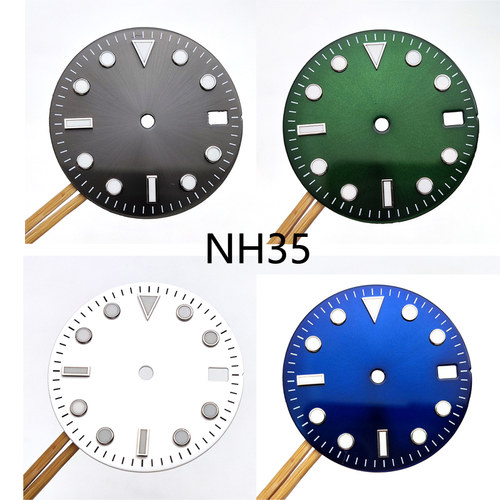 代用SKX007手表NH35A机芯配件字面糖磁表盘28.5mm龟王元祖表面表
