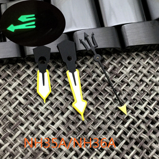 代用精工手表配件指针改装适用SKX007款NH35A/36机芯橙三叉形表针