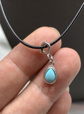 925纯银镶嵌绿松石滴水羽毛款链