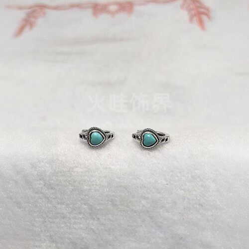 绿松石耳钉高级感精致男女款纯银