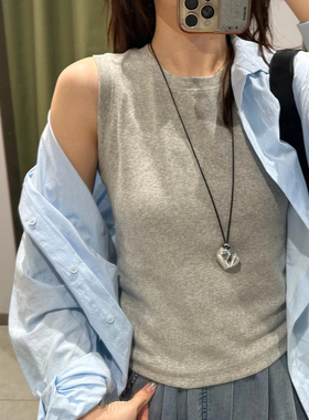 遮副乳背心女2026年夏季内外穿打底衫显瘦宽肩带纯色无袖棉质上衣