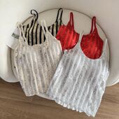 背心修身 美式 设计感亮片打底无袖 新款 显瘦上衣 辣妹黑色吊带女夏季