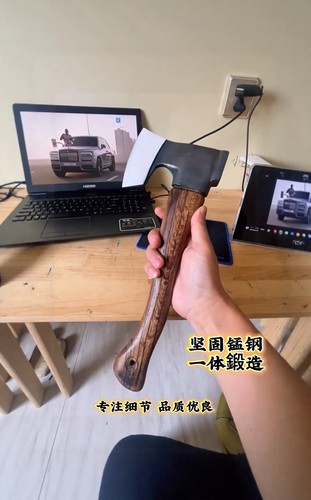 户外幽灵战斧斧头铁脖子65锰钢锻打劈柴砍树野营把玩劈柴斧砍骨斧