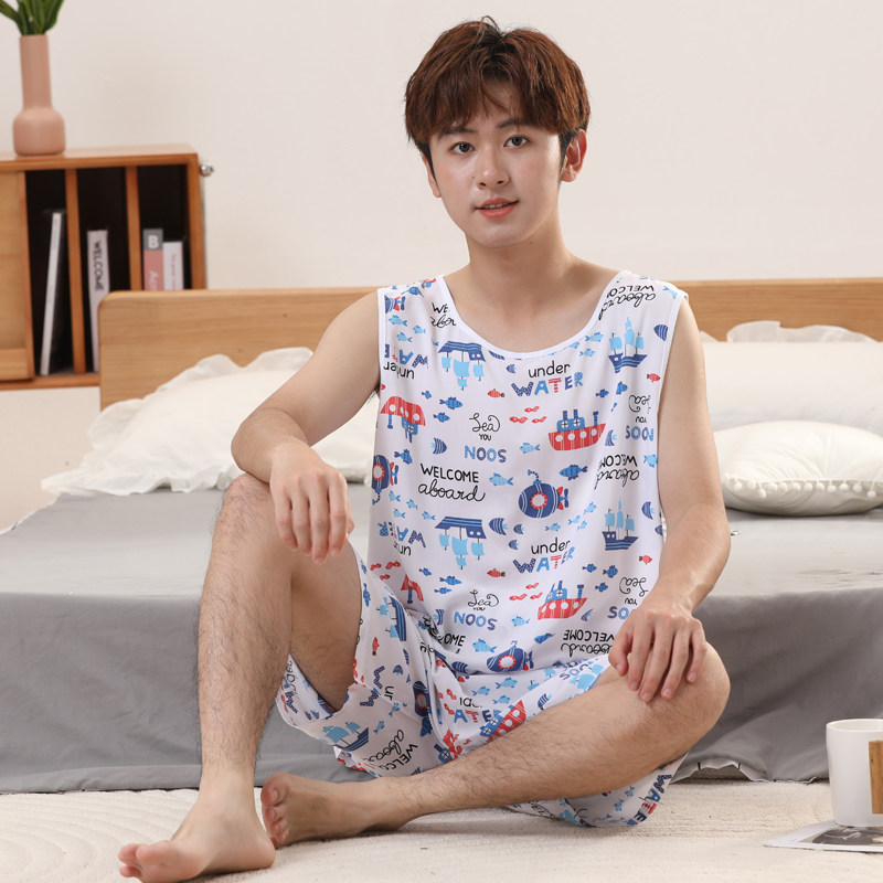 棉绸睡衣男童夏季男款大童夏天