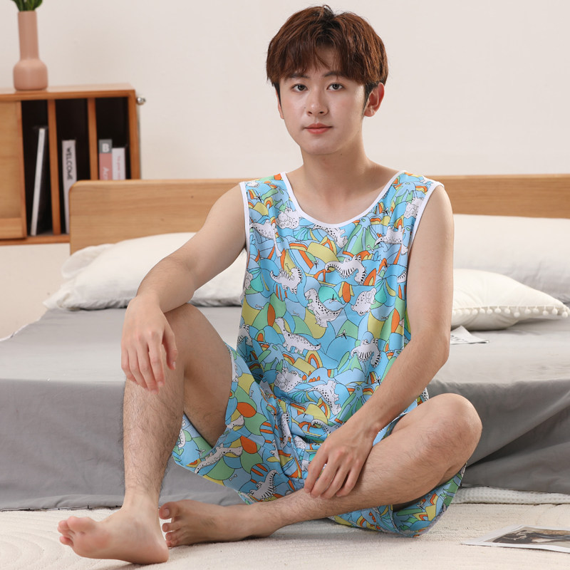 棉绸睡衣男童夏季男款大童夏天