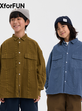 MAXforFUN童装春季儿童条纹灯芯绒衬衫宽松长袖开衫纯棉男女童