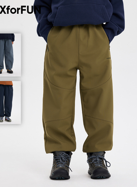 MAXforFUN童装秋冬儿童软壳裤加绒柔软防水绒里软壳长裤防风新