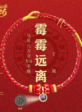 灵隐文创新款马年八方守护手链投影石马年新款生肖心经新中式手绳