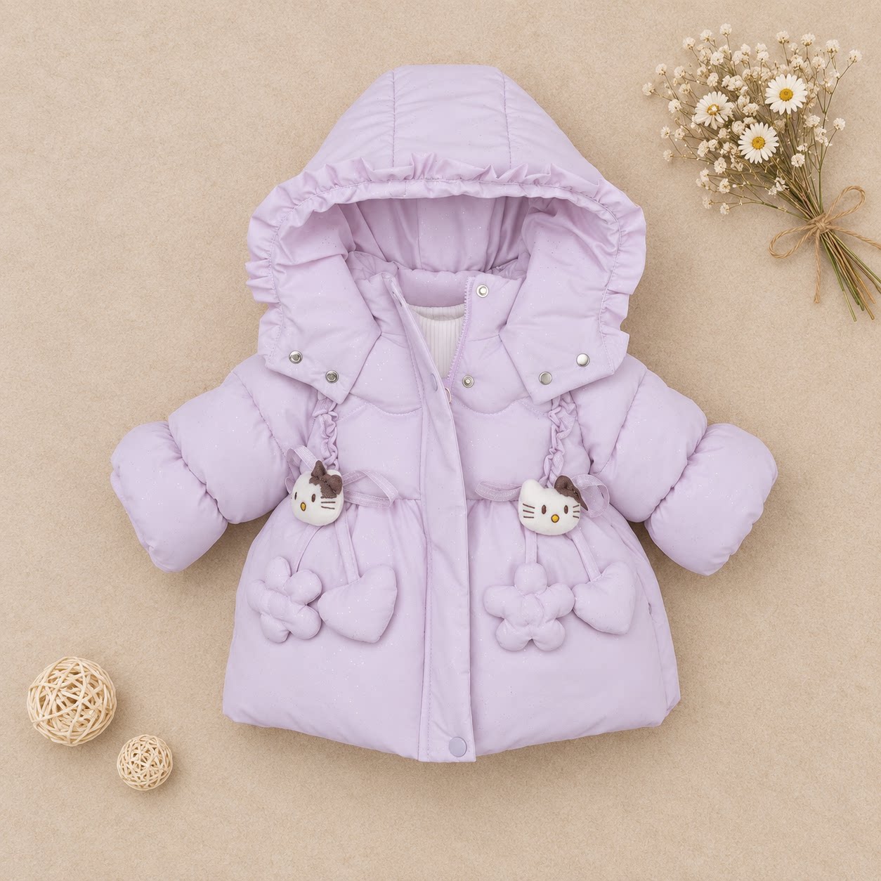 女童冬装加绒加厚棉衣保暖棉服潮