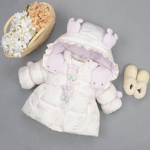 女童冬装加绒加厚可爱羽绒棉服潮
