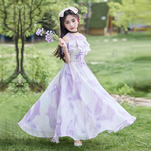 女童连衣裙2026新款夏季薄款女孩公主裙儿童沙滩裙大童超好看裙子