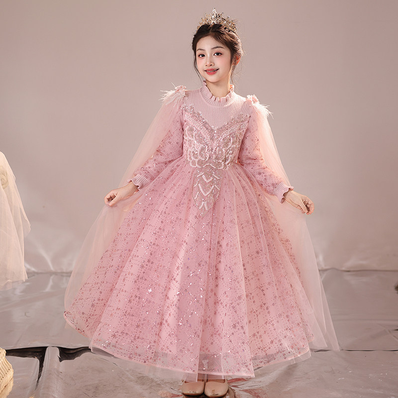 公主裙女童2026新款秋冬儿童连衣裙小女孩礼服毛衣裙加绒裙子冬装