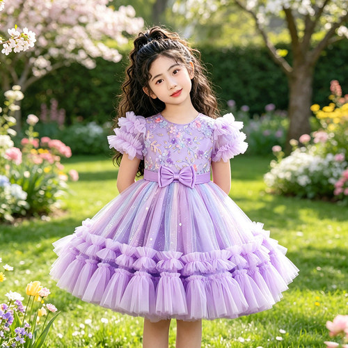 女童连衣裙礼服2026新款儿童生日蓬蓬裙小女孩洋气公主裙夏季裙子