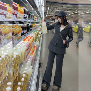 女装 三件套大码 胖mm显瘦休闲外套喇叭裤 200斤_571 2026春上新