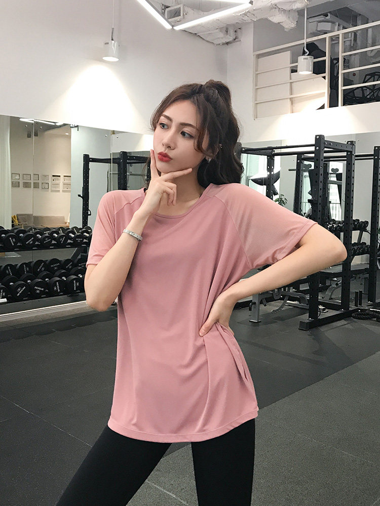宽松健身服女长款速干T恤跑步训练运动短袖瑜伽上衣夏季薄款罩衫