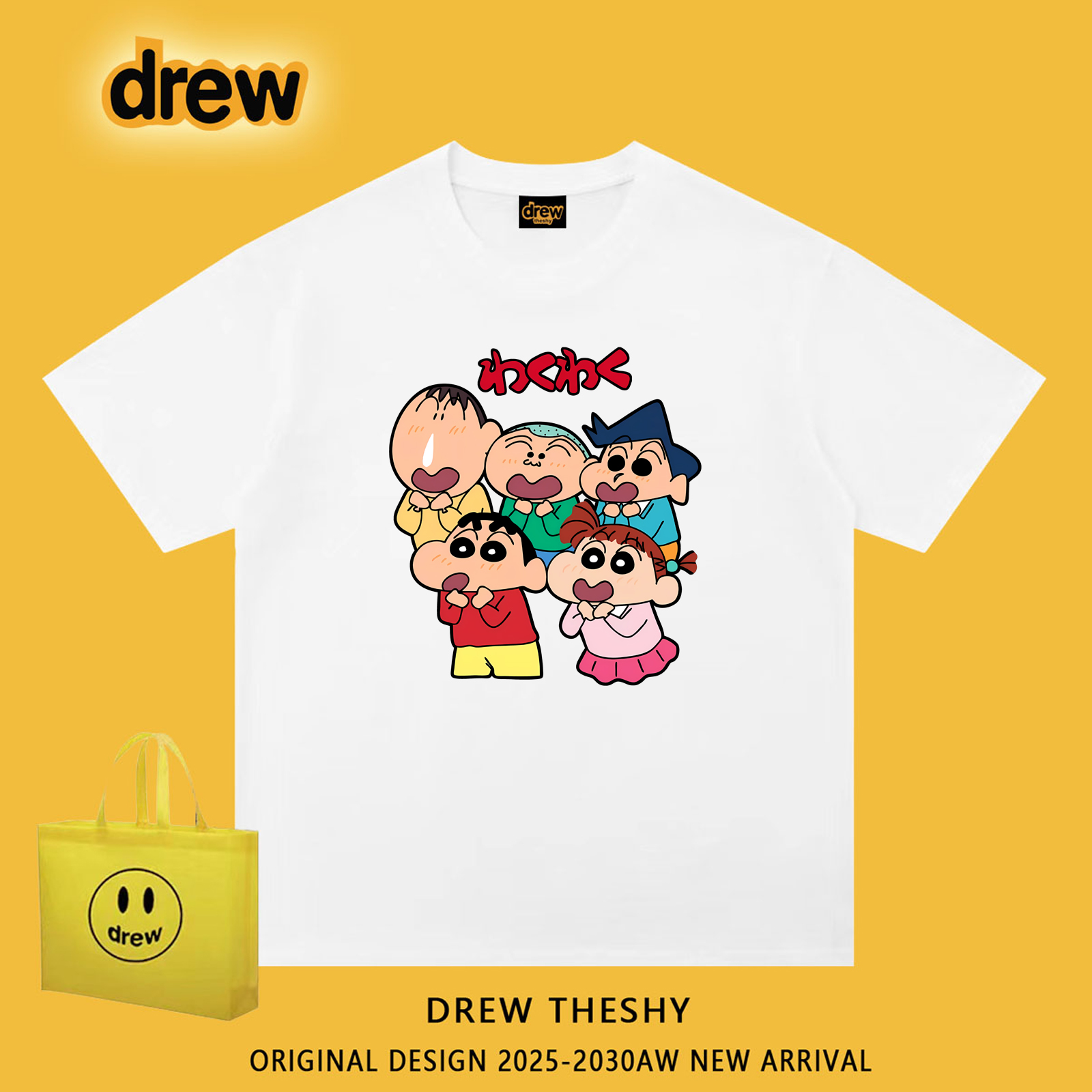 drew美式卡通蜡笔小新短袖T恤ins