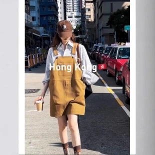 跨境热卖 韩系百搭牛仔背带裙水洗做旧宽松系带显瘦连衣裙日韩短裙