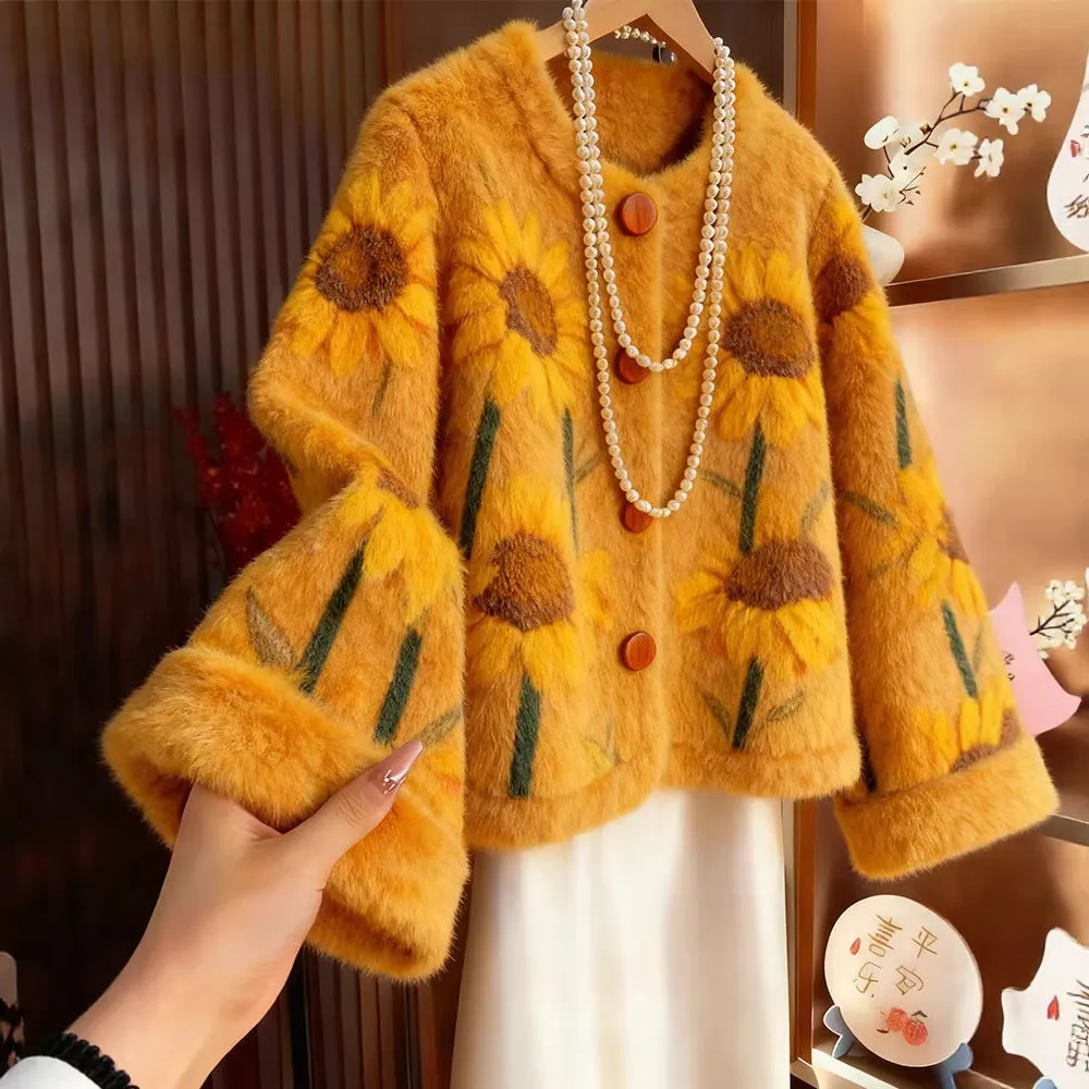 现货 独特高级感绝美小香风加厚毛绒提花外套女2025冬季新款毛衣,女装/女士精品,常规大码外套,淘宝优惠券,粉丝福利购,淘宝优惠卷