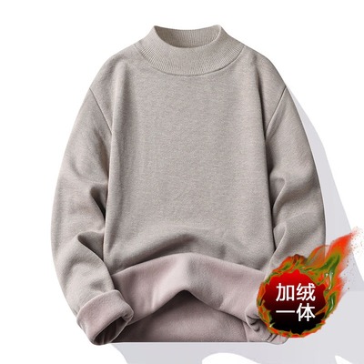 半高领毛衣男加绒加厚一体绒