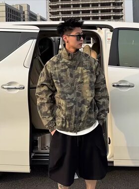 军绿色速干运动迷彩防晒衣外套男夏秋薄款高级感痞帅冲锋衣夹克