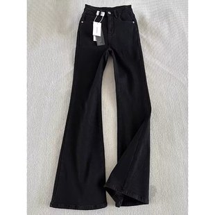 显瘦加长直筒裤 美式 秋冬加绒加厚黑色微喇裤 男款 子 vibe弯刀牛仔裤