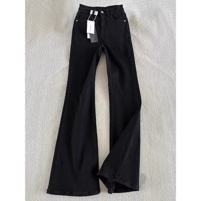 弯刀牛仔裤男款秋冬加绒微喇裤