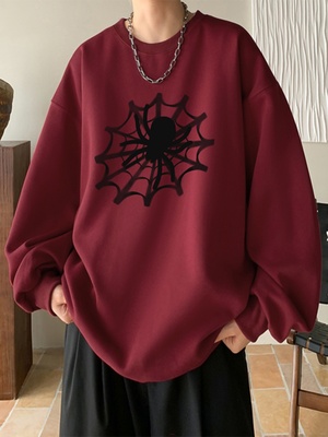 潮套头美式重美式重磅酒红