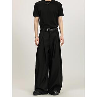 廓形免烫休闲直筒长裤 宽松设计感西裤 男女 立体褶皱阔腿裤 2025秋季