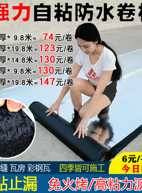 屋顶补漏材料sbs防水卷材楼顶涂料自粘屋面房顶沥青免火烤油毛毡