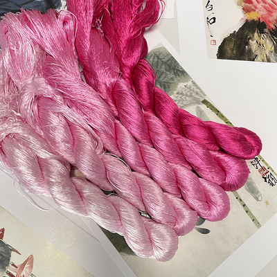 荷粉系无捻免劈蚕丝线非遗绒花线