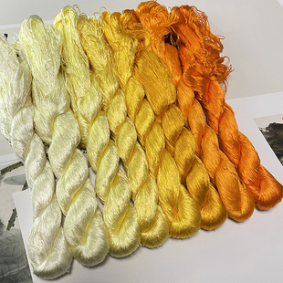 丝滑好梳绒!!升级6A黄色系无捻免劈蚕丝线非遗绒花线缠花黄色线