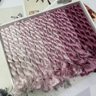 6A丝滑好梳绒!固色升级紫胭脂色绒花线蚕丝线无捻免劈非遗缠花线