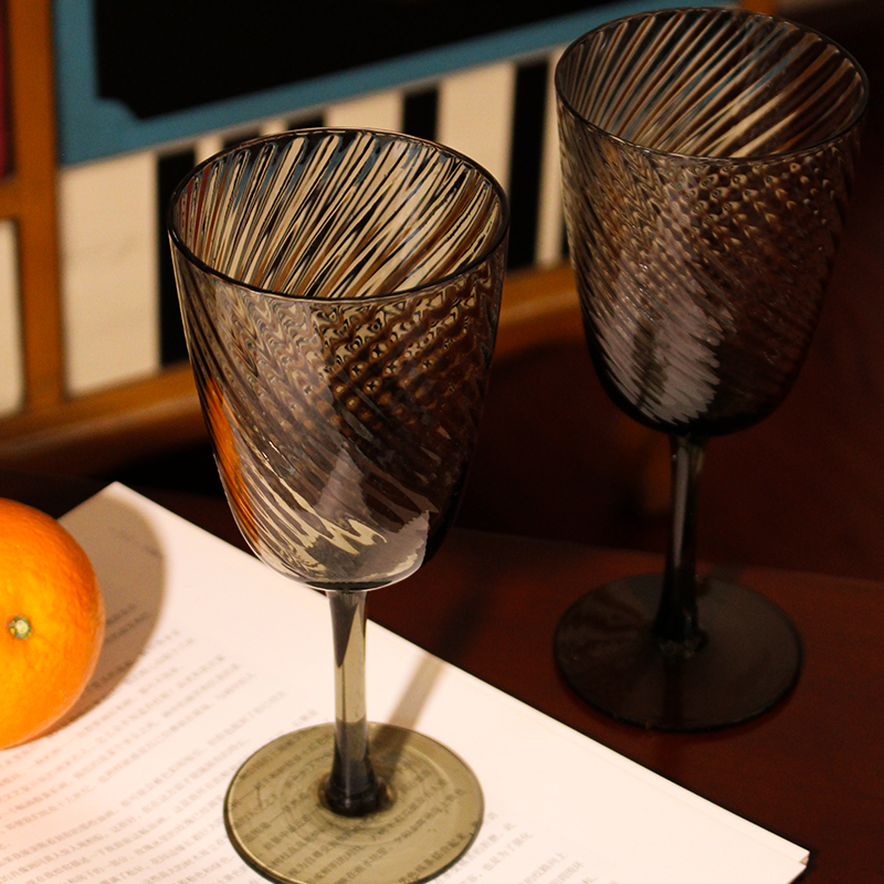 丹麦海鸥灰螺旋纹酒杯