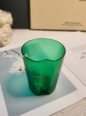 【可尔】意大利Z家绿色竖纹玻璃杯简约水杯竖纹设计爱心自然杯子