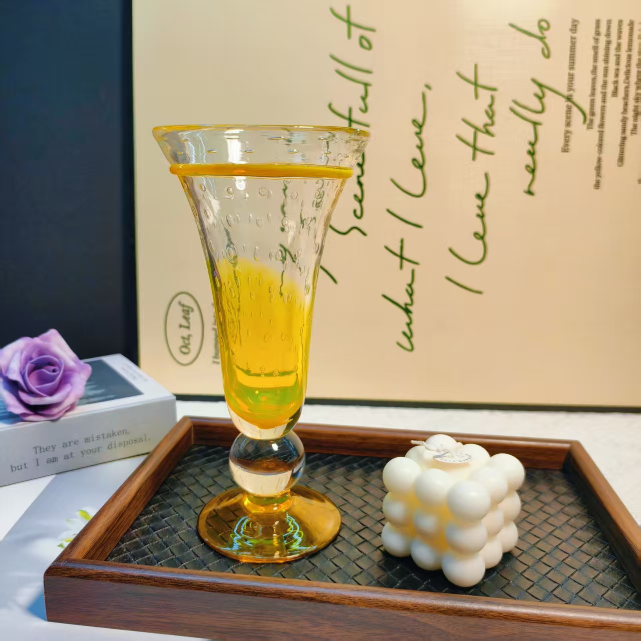 可尔复古高脚玻璃气泡款红酒杯